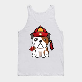 Cute English Bulldog Ready for lunar new year Tank Top